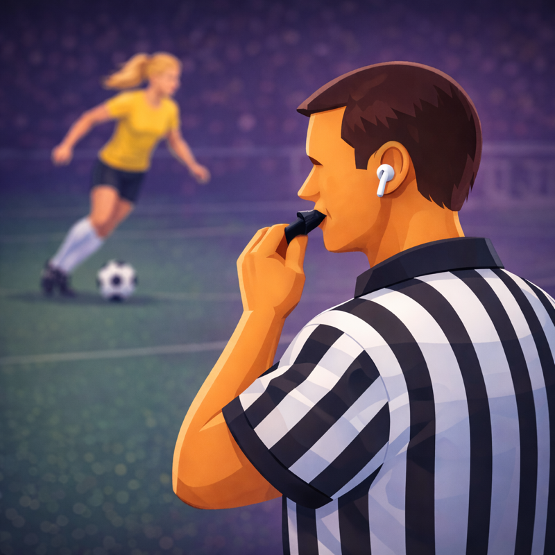 Referee with earphones